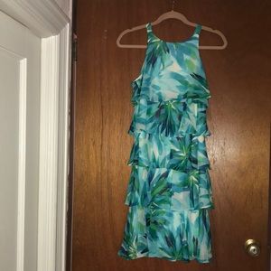 LOVELY SUMMER DRESS IN MULTI TURQUOISE BLUES PRINT